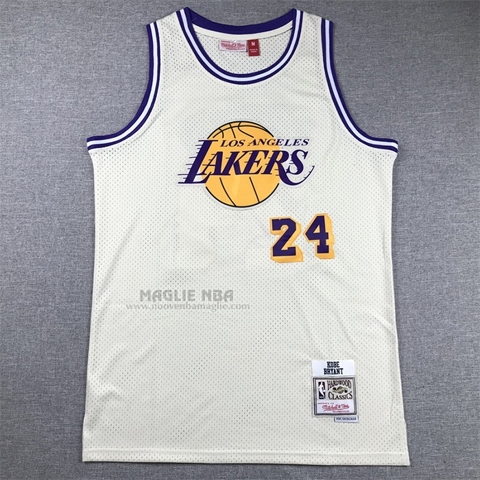 Maglia
 Kobe Bryant NO 24 Los Angeles Lakers Mitchell & Ness Chainstitch Crema
